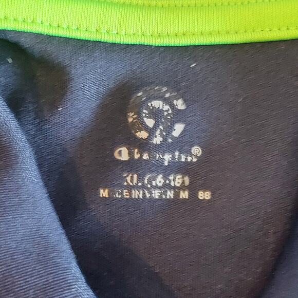 Champion Polo Shirt Boys XL Blue Short Sleeve Front Stripe Tee - Picture 4 of 7